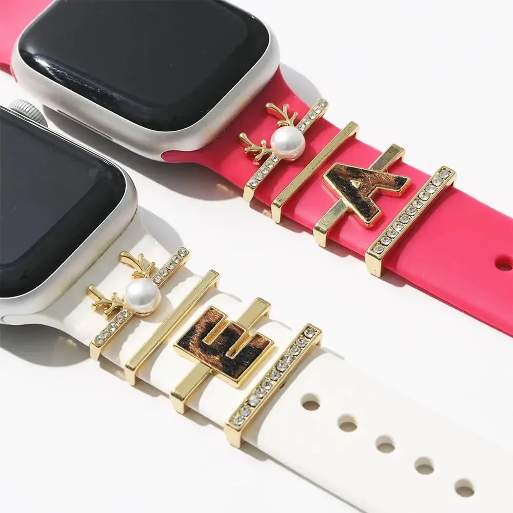 NEW Marley Lilly Smart Watch‎ Charm Set Letter E Gold Leopard Apple Watch